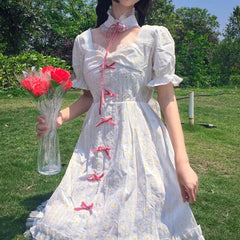 Vestido de verano de manga corta con diseño de princesa Daisy Kawaii