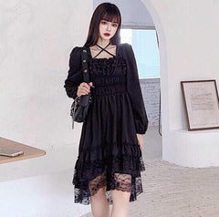 Vestido gótico romántico de hada oscura de ángel oscuro