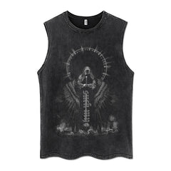 Dark Angel Of Death Print Goth Schwarze Ästhetik Ärmelloses Top