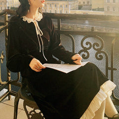 Vestido Darla Dark Romantic Vintage Estética Victoriana Gótica de Terciopelo