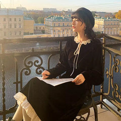 Vestido Darla Dark Romantic Vintage Estética Victoriana Gótica de Terciopelo