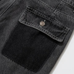 Denim Patchwork Grau Blau Street Style Baggy Jeans