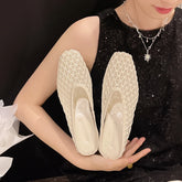 Designer Platform Half Slippers Breathable Hollow Out Slip-On Sandals