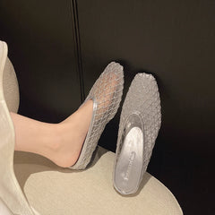 Designer Platform Half Slippers Breathable Hollow Out Slip-On Sandals