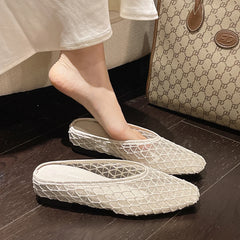 Designer Platform Half Slippers Breathable Hollow Out Slip-On Sandals