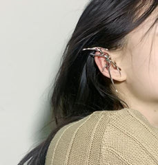 Elf Ear Fairycore Silver Aesthetic Cuff Clip Earrings