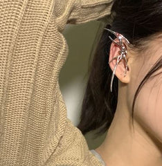 Elf Ear Fairycore Silver Aesthetic Cuff Clip Earrings