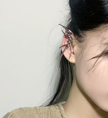 Elf Ear Fairycore Silver Aesthetic Cuff Clip Earrings