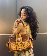 European And American Skulls Embroidery Rivet Satchel Bags