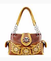 European And American Skulls Embroidery Rivet Satchel Bags