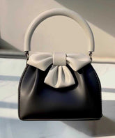 Black Bow Patchwork Faux Leather Tote Handbag