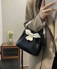 Black Bow Patchwork Faux Leather Tote Handbag
