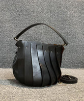 Black Calf Leather Satchel Handbag