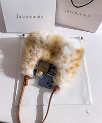 Satchel Brown Fuzzy Versatile Fur Fluffy Handbag