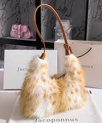 Satchel Brown Fuzzy Versatile Fur Fluffy Handbag