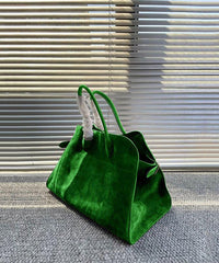 Green Large Capacity Suede Tote Handbag