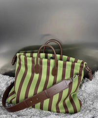 Green Striped Large Bags Leather Faux Shoulder Capacity