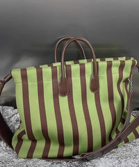 Green Striped Large Bags Leather Faux Shoulder Capacity