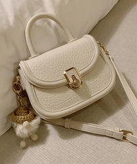 Milk White Cute Little Doll Faux Leather Mini Tote Handbag