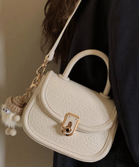 Milk White Cute Little Doll Faux Leather Mini Tote Handbag