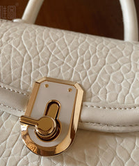 Milk White Cute Little Doll Faux Leather Mini Tote Handbag