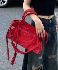 Red Large Capacity Faux Leather Satchel Bags SX1028