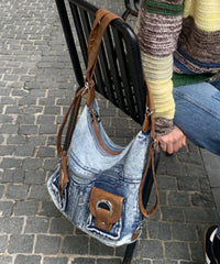 Versatile Blue Large Capacity Denim Satchel Bags