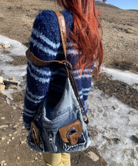 Versatile Blue Large Capacity Denim Satchel Bags