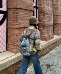 Versatile Blue Large Capacity Denim Satchel Bags