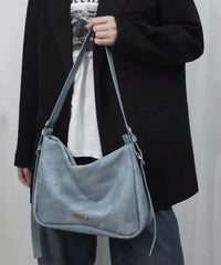 Fine Black Canvas Patchwork Faux Leather Messenger Bag