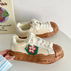 Flower Embroidery Melting Platform Aesthetic Sneakers