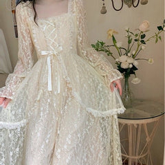 Vestido de princesa de encaje de hada primaveral de Frosty Garden