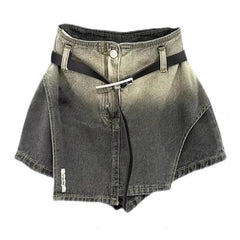 Asymmetrischer Grunge-Rock aus Denim in Schwarz-Weiß mit Farbverlauf