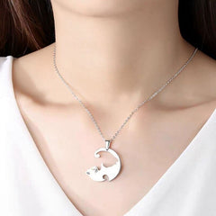 Yin Yang Cat Couple Necklace