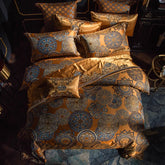 Luxury Golden Silver Satin Cotton Bedding Set