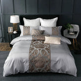 Grey white Bed Sheet Pillowcase Duvet cover set Luxury 60S Egyptian cotton queen king double size Bedding Set