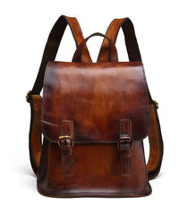 Retro Handmade Capacity Backpack Calf Large Brown Bag Leather