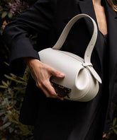 Handmade White Faux Leather Tote Messenger Bag