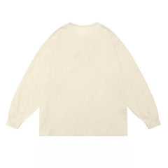 Sudadera estética blanca y beige con estampado de cara triste y feliz