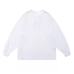 Sudadera estética blanca y beige con estampado de cara triste y feliz