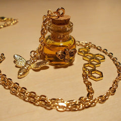 Honey Charm Bee Bottle Necklace