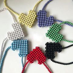 Heart Beaded Woven Handbag