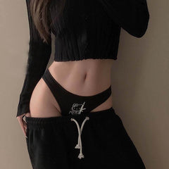 Hello Kitty mit Pistole Y2K Print Höschen Ästhetische Unterwäsche