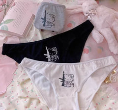 Hello Kitty mit Pistole Y2K Print Höschen Ästhetische Unterwäsche