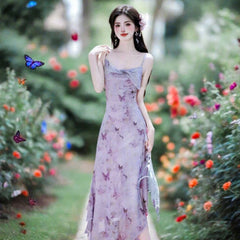 Vestido etéreo de mariposa violeta con efecto hada