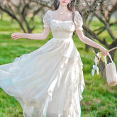 Vestido de hada primaveral decorado con perlas y princesa romántica Sundew