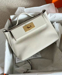 Italian Brown Calf Leather Durable Tote Handbag