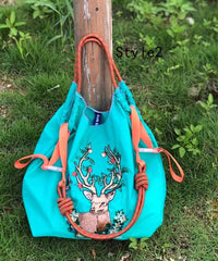 Japanese Style Embroidered Nylon Satchel Bags SX1013