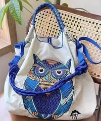 Japanese Style Embroidered Owl Large Capacity Shopping Bag SX1009