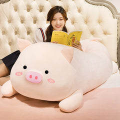 Peluche de gato kawaii, juguete de peluche, gato acostado, cerdo, perro, almohada, juguetes para niños, regalo de cumpleaños para niños